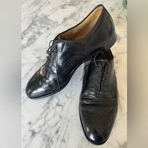 Johnston & Murphy Black Leather Wingtip 28628 Lace Up Dress Shoes 11 D